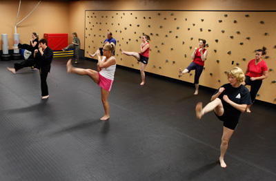 Members of the kickboxing class