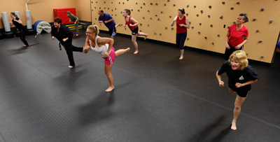 Members of the kickboxing class